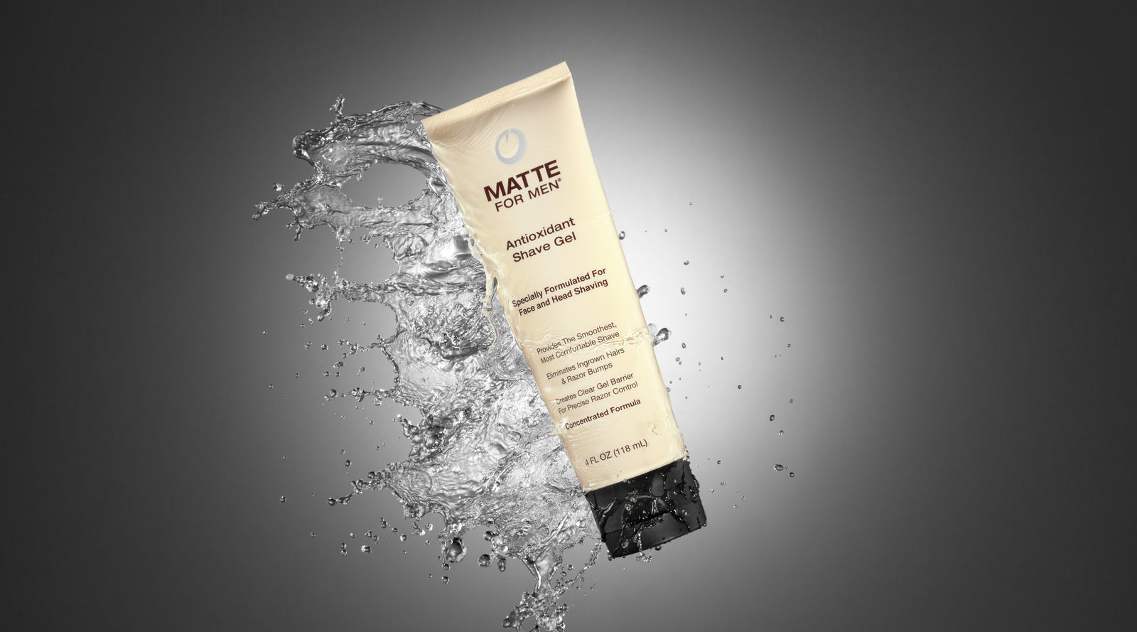 Matte For Men Shave Gel in splash of water